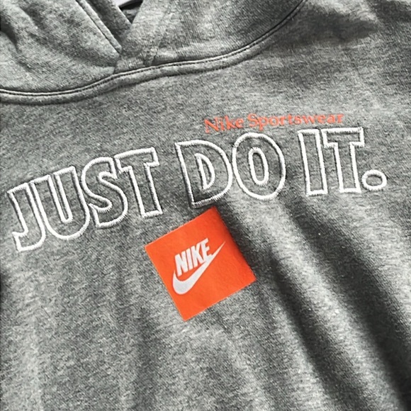 Kids Nike Heather Gray Hoodie with Orange Highlights size large - Picture 4 of 11